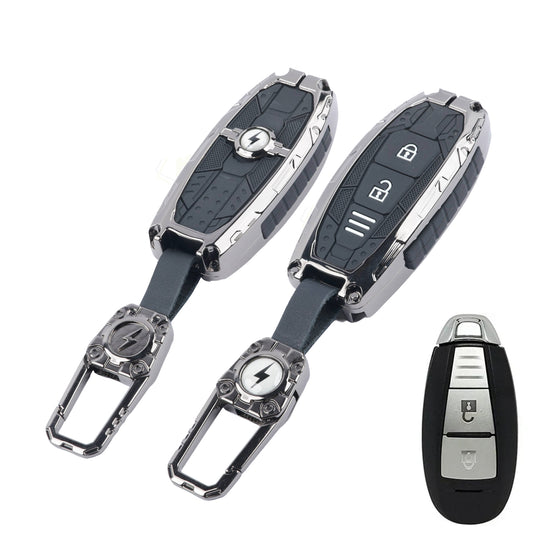 Metal Transformer Car Key Cover Compatible For Suzuki: Baleno, Ciaz, Ignis, S-Cross, Grand Vitara, Brezza & Toyota Urban Cruiser (3 Button smart key)