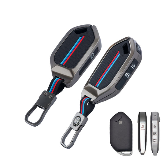 Metal Silicone Car Key Cover Compatible For New Kia Seltos 2026 | Syros | EV6 EV9 - 4 Button Smart Key
