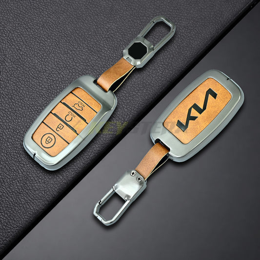 Metal Leather Brown kia : Seltos, Sonet, Carens, Seltos x line, Carnival (4 button smart key)