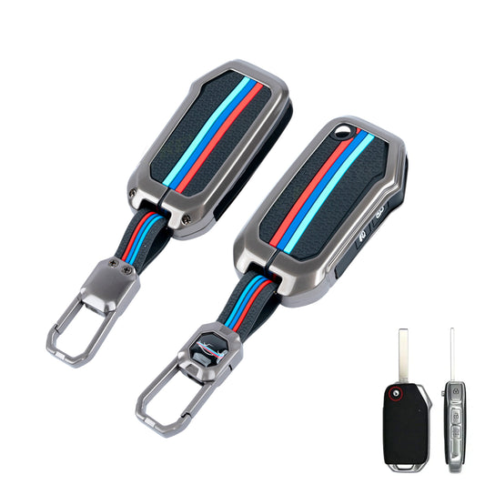 Metal Silicone Car Key Cover Compatible For kia : Seltos, Sonet, Carens, Carens Clavis (3 Button Flip Key)