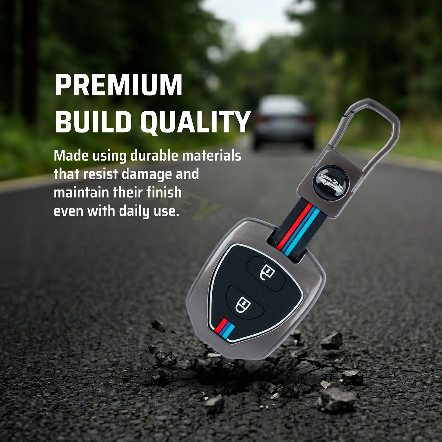 Metal Silicone Key Cover Compatible for Toyota : Innova, Fortuner 2 button remote key