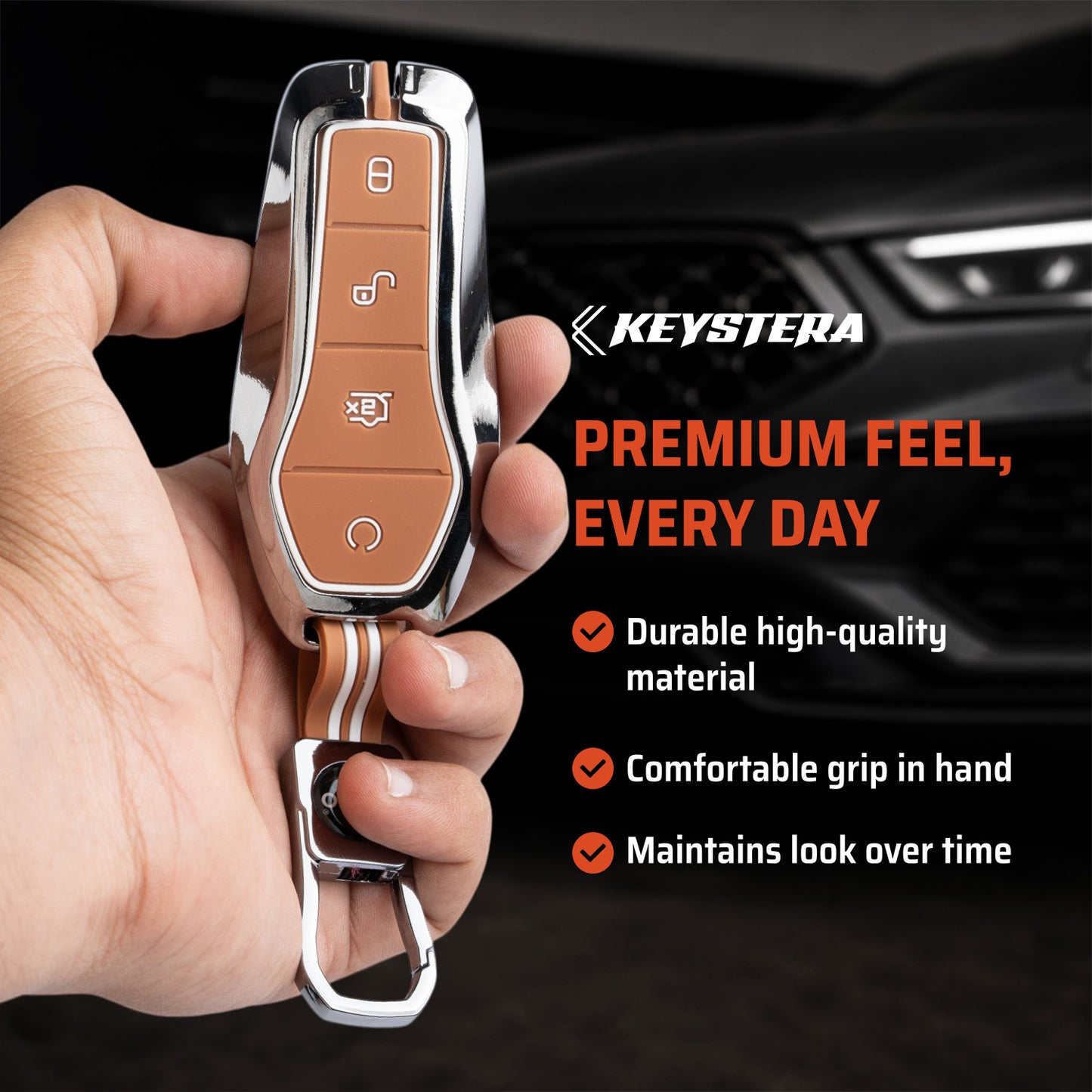 Metal Key Cover With Key Chain Compatible With Byd Atto 3 Car