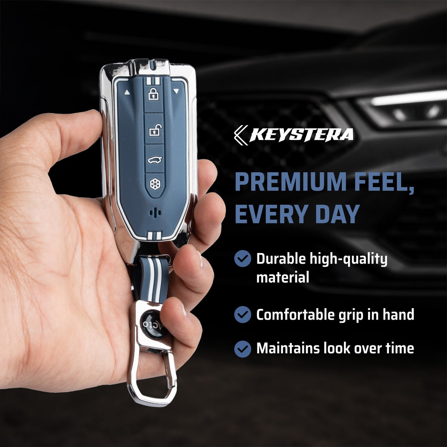 Metal Silicone Key Cover with keychain Compatible For Mahindra XEV 9e, BE 6e & 7XO (6 Button)