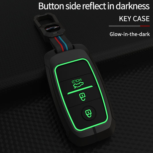 Metal Silicone Car Key Cover Compatible For Kia Seltos, Kia Sonet,Kia Carens,Kia Carnival (3 Button Smart Key)