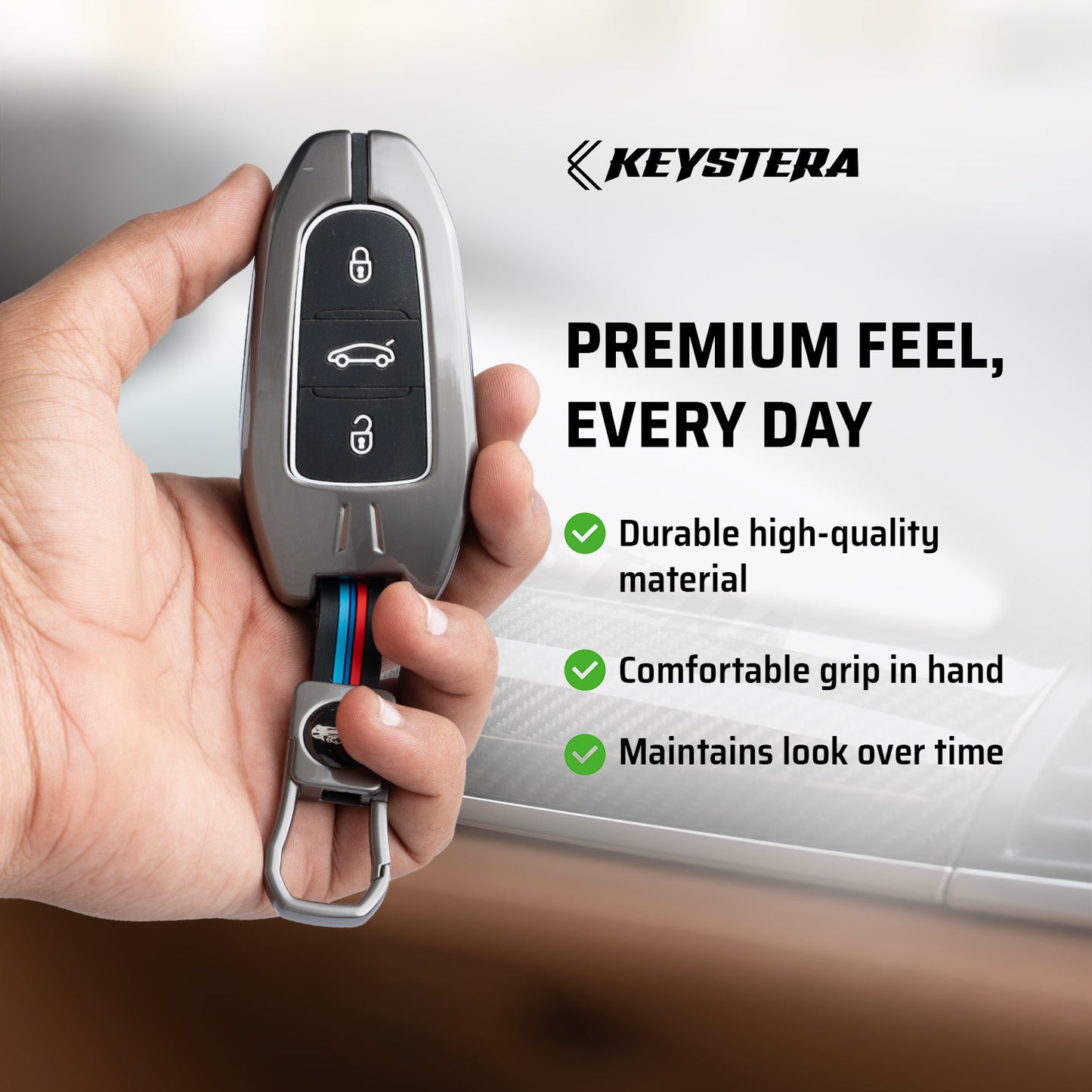 Metal Silicone Car Key Cover Compatible For Citron C3 | Aircross X | Basalt X Smart Key