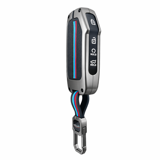 Metal Silicone Key Cover Compatible for Kia Carens Clavis, Seltos, Sonet 2023 facelift (4 Button Smart Key)