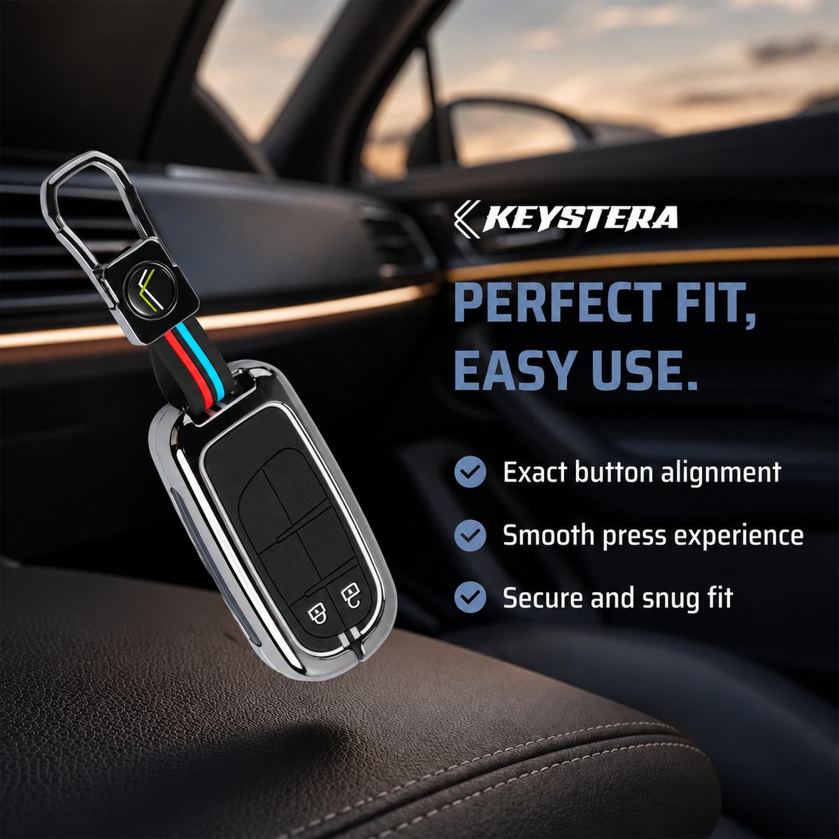 Metal Silicone Car Key Cover Compatible For Jeep Compass, Jeep Compass Trailhawk Smart Key