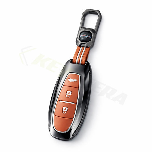 Metal Sapphire Brown Car Key Cover Compatible For Suzuki: Baleno, Ciaz, Grand Vitara, Brezza, S Cross, Swift, Ignis, XL6, Fronx, Jimny, Grand Vitara