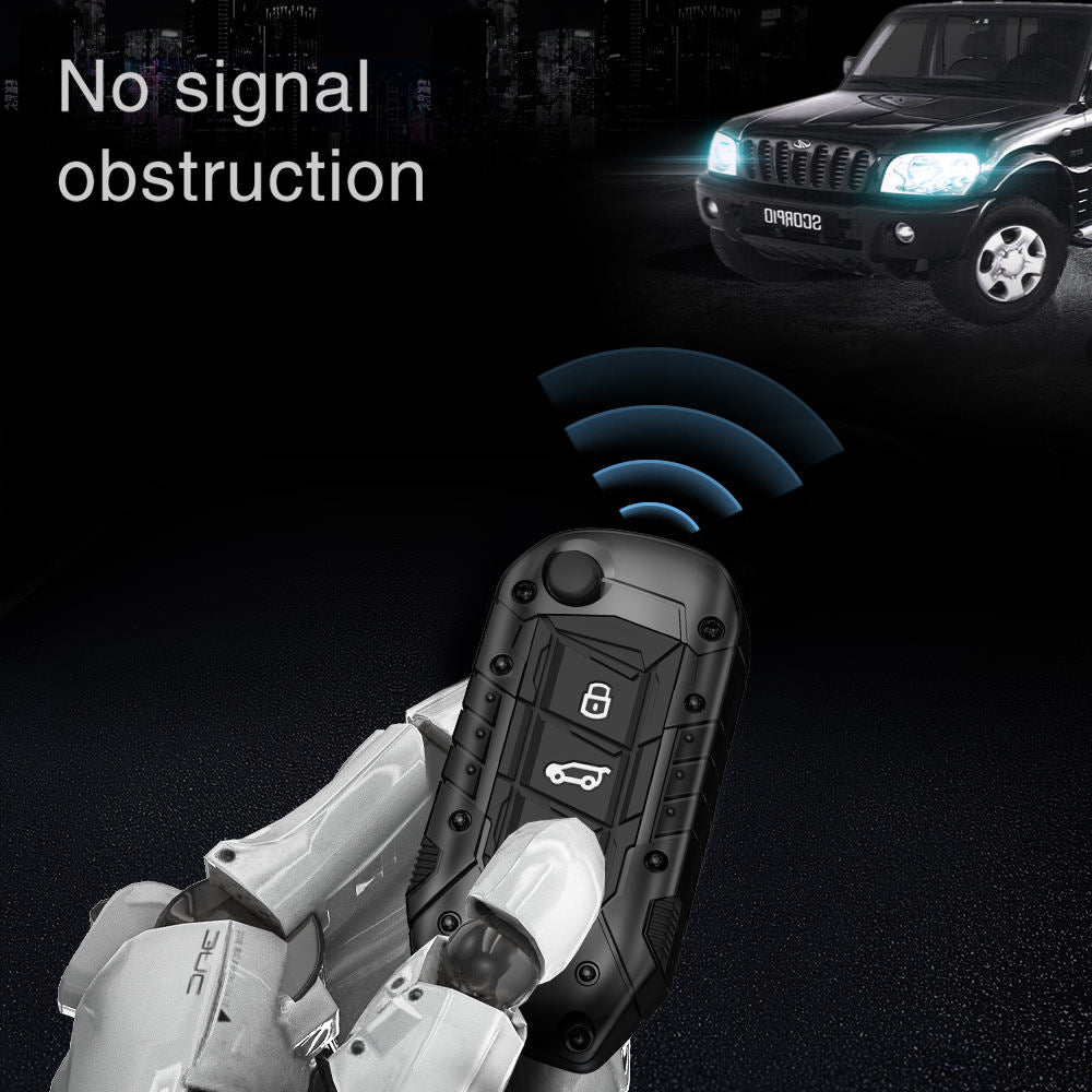 Luxury Waterproof Transformer Metal Car Key Cover For Mahindra: Thar, Bolero, Scorpio, Scorpio-N, XUV700, XUV400, XUV3x0, XUV300, TUV300, Marazzo (3 button flip key)