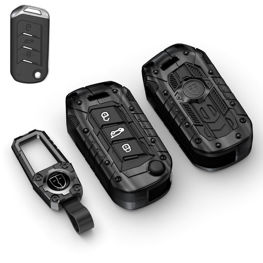 Luxury Waterproof Transformer Metal Car Key Cover For Mahindra: Thar, Bolero, Scorpio, Scorpio-N, XUV700, XUV400, XUV3x0, XUV300, TUV300, Marazzo (3 button flip key)