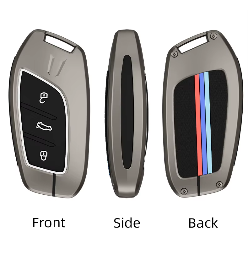 Metal Silicone Key Cover Compatible for MG Astor, MG ZS EV (3 Button smart key)