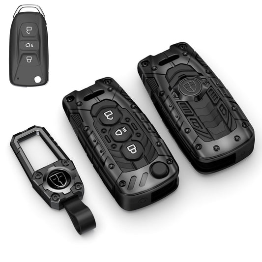 Luxury Waterproof Transformer Metal Car Key Cover For Tata: Nexon, Harrier, Safari, Altroz, Punch, Tiago, Tigor, Zest, Bolt, Hexa (3 button Flip Key)