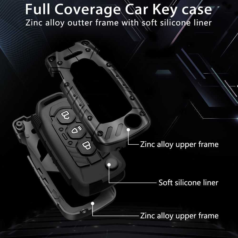 Luxury Waterproof Transformer Metal Car Key Cover For Tata: Nexon, Harrier, Safari, Altroz, Punch, Tiago, Tigor, Zest, Bolt, Hexa (3 button Flip Key)