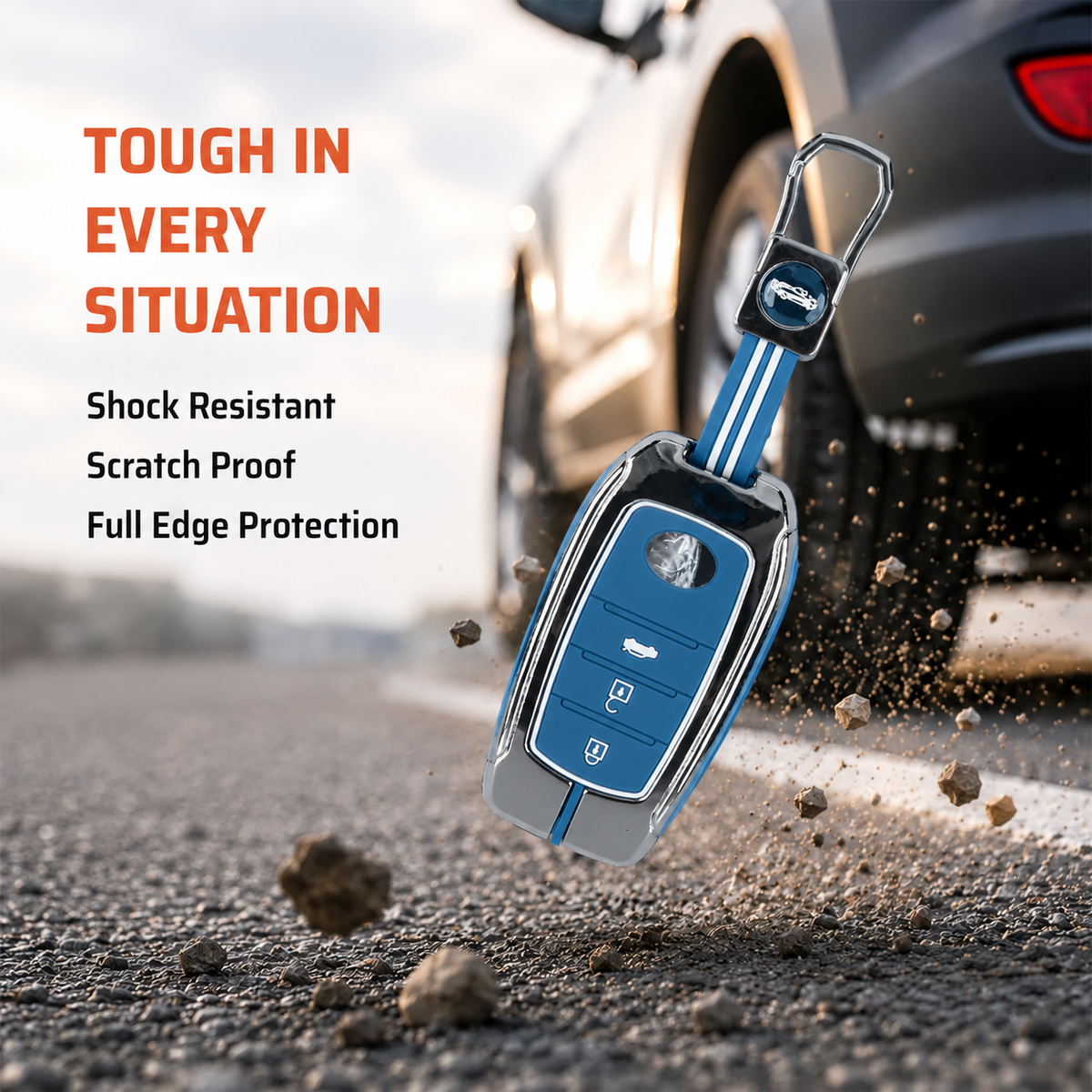 Metal Key Cover Compatible For Toyota: Innova Crysta, HyCross, Hilux, Fortuner, Legender, Land Cruiser, Camry (3 button smart key)
