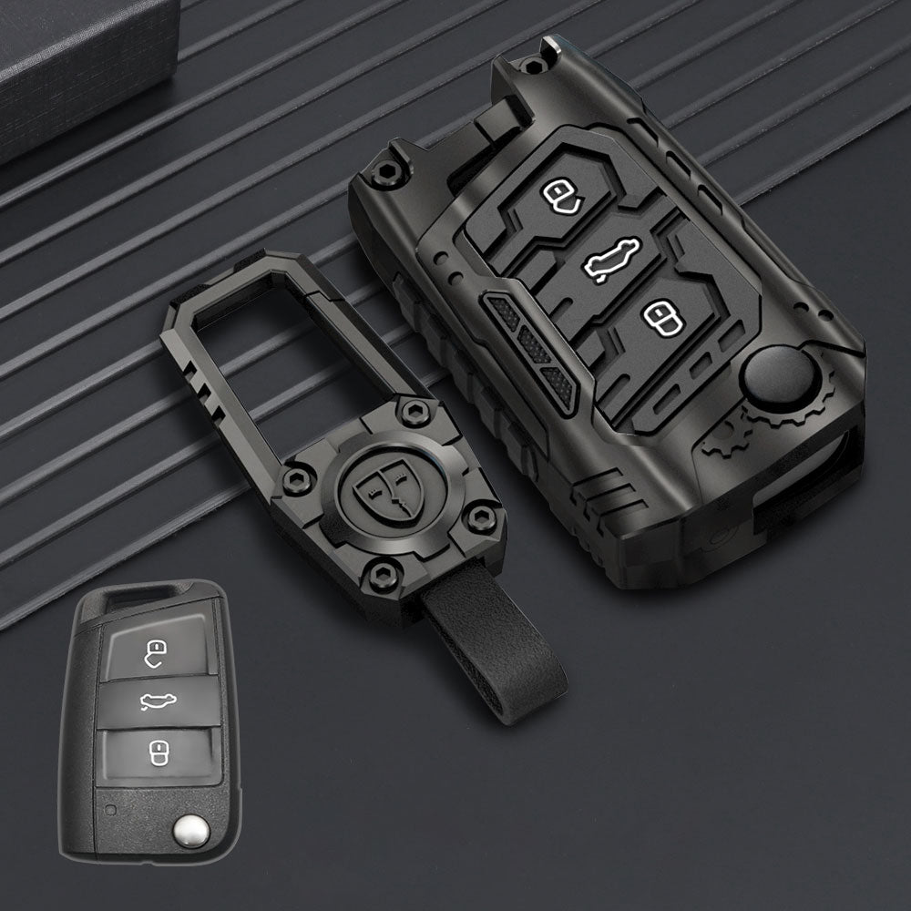 Metal Transformer Key Cover Compatible For Skoda Kushaq | Skoda Kodiaq | Skoda Slavia | Octavia | Volkswagen Tiguan | Volkswagen Virtus | New Polo | New Vento