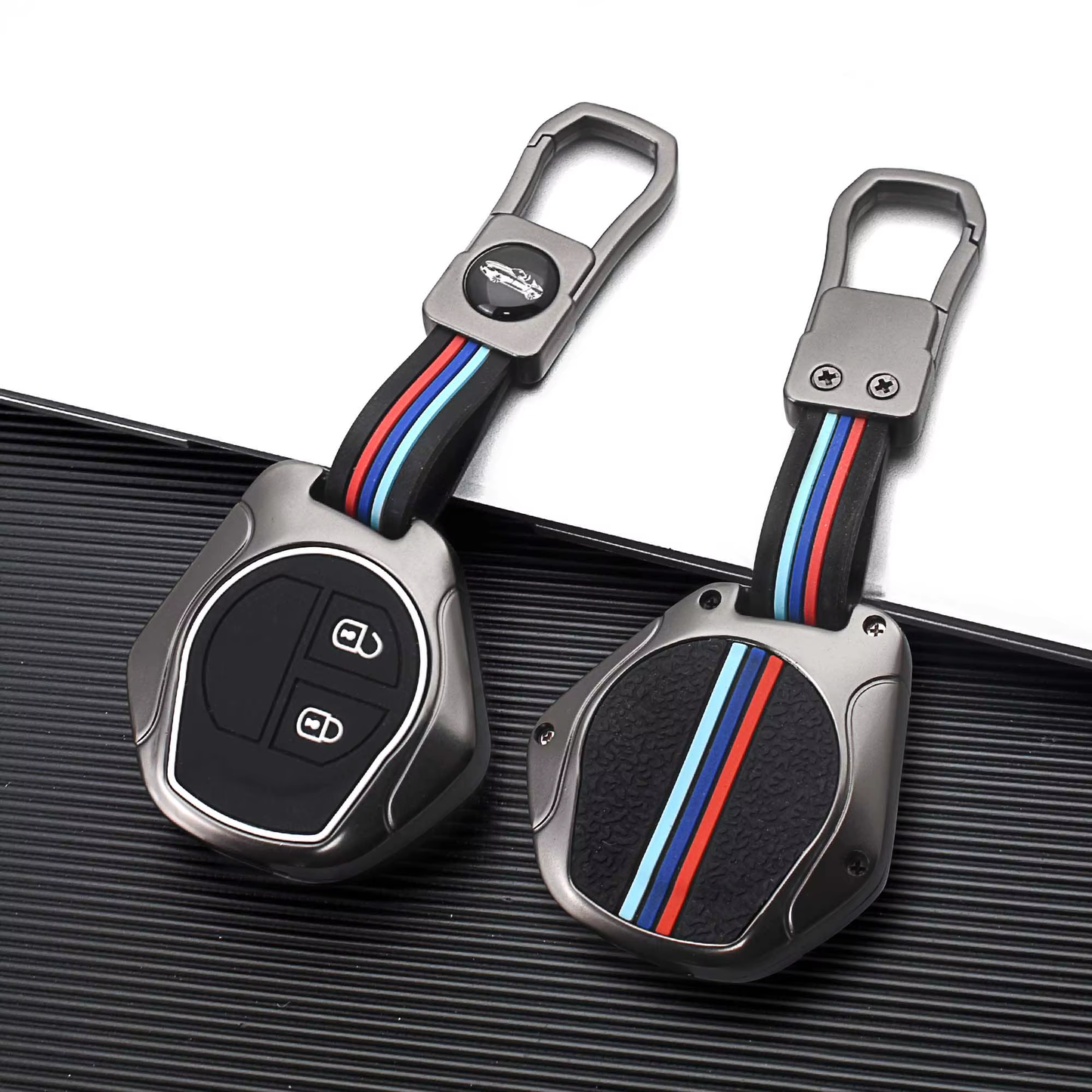 Metal Silicone Car Key Cover Compatible For Suzuki: Swift, Dzire, Grand Vitara, Fronx, Jimny, XL6, Ignis, Ertiga, Baleno, Vitara Brezza, Celerio, Ciaz