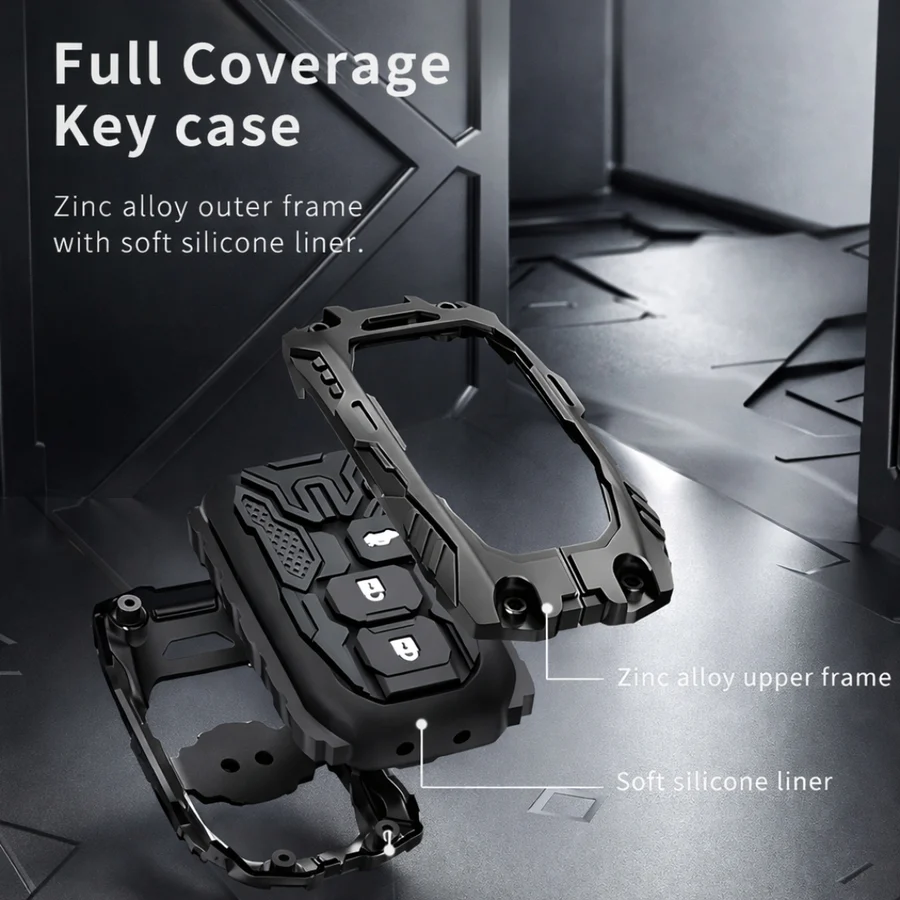 Luxury Waterproof Transformer Metal Car Key Cover For Suzuki : Baleno, Swift, Ertiga, XL6, DZire, Fronx, Scross, Celerio, Ciaz, Brezza, Grand Vitara, Jimny, Ignis (3 Button Smart key)