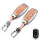 Metal Leather Brown Car Key Cover Compatible For Hyundai : i20, Kona, Verna 2018 onwards (3 button smart key)