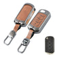 Metal Leather Brown Car Key Cover Compatible For Mahindra: Thar, Bolero, Scorpio, Scorpio-N, XUV700, XUV400, XUV3x0, XUV300, TUV300, Marazzo (3 button flip key)
