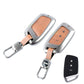 Metal Leather Brown Car Key Cover Compatible For MG Hector | MG Windsor | MG Astor | MG Gloster 3 Button smart key)
