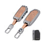 Metal Leather Brown Car Key Cover Compatible For Kia Carens Clavis, Seltos, Sonet 2023 facelift (4 Button Smart Key)