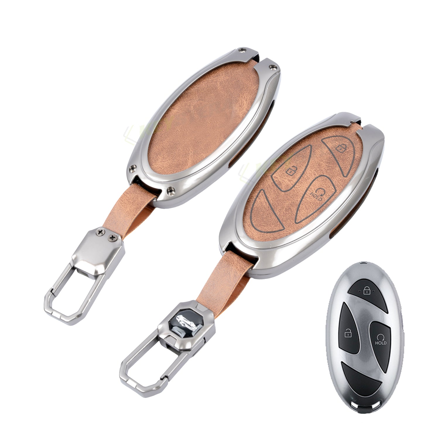 Metal Leather Car Key Cover Compatible For Hyundai Venue 2026 3-Button Smart Key