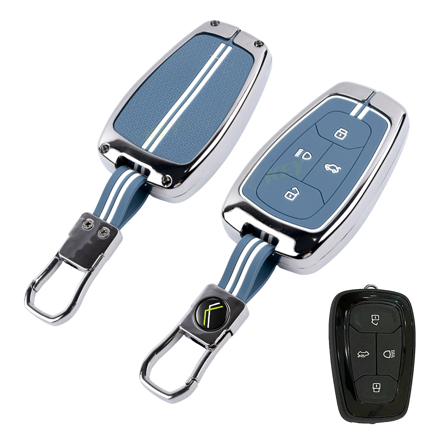 Metal Key Cover Compatible For Tata: Nexon, Harrier,Tiago, Tigor BS6, Tigor EV, Safari 2021, Altroz, Safari Gold, Gravitas, Punch (4 button smart key)