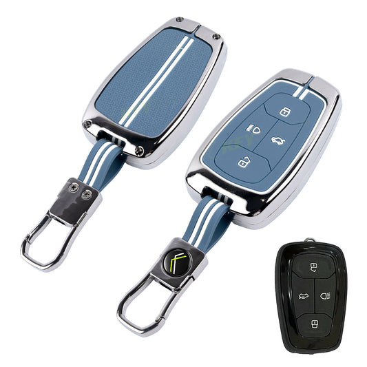Metal Key Cover Compatible For Tata: Nexon, Harrier,Tiago, Tigor BS6, Tigor EV, Safari 2021, Altroz, Safari Gold, Gravitas, Punch (4 button smart key)