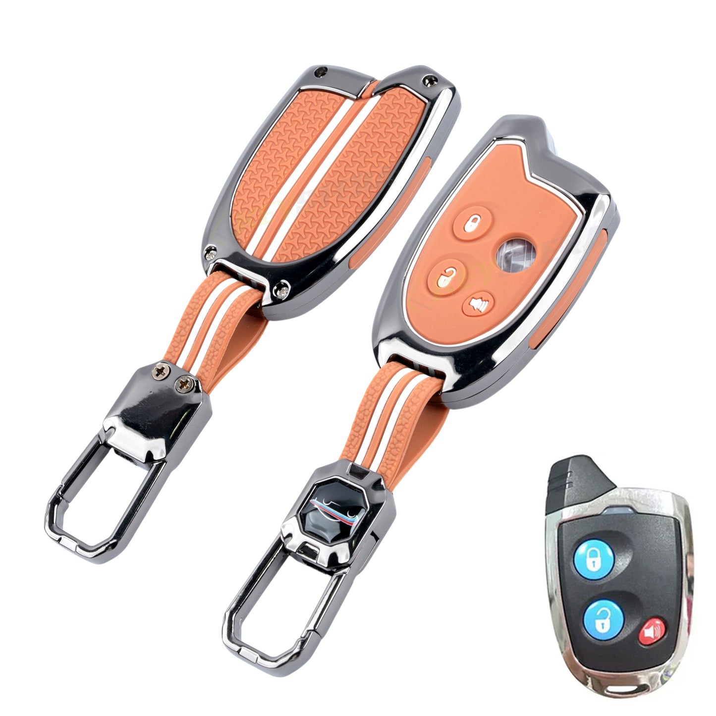 Metal Sapphire Key Cover With Key Chain Compatible with Suzuki Nippon 3-Button Smart Key