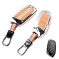 Metal Sapphire Key Cover With Key Chain Compatible with MG Astor, MG ZS EV (3 Button smart key)