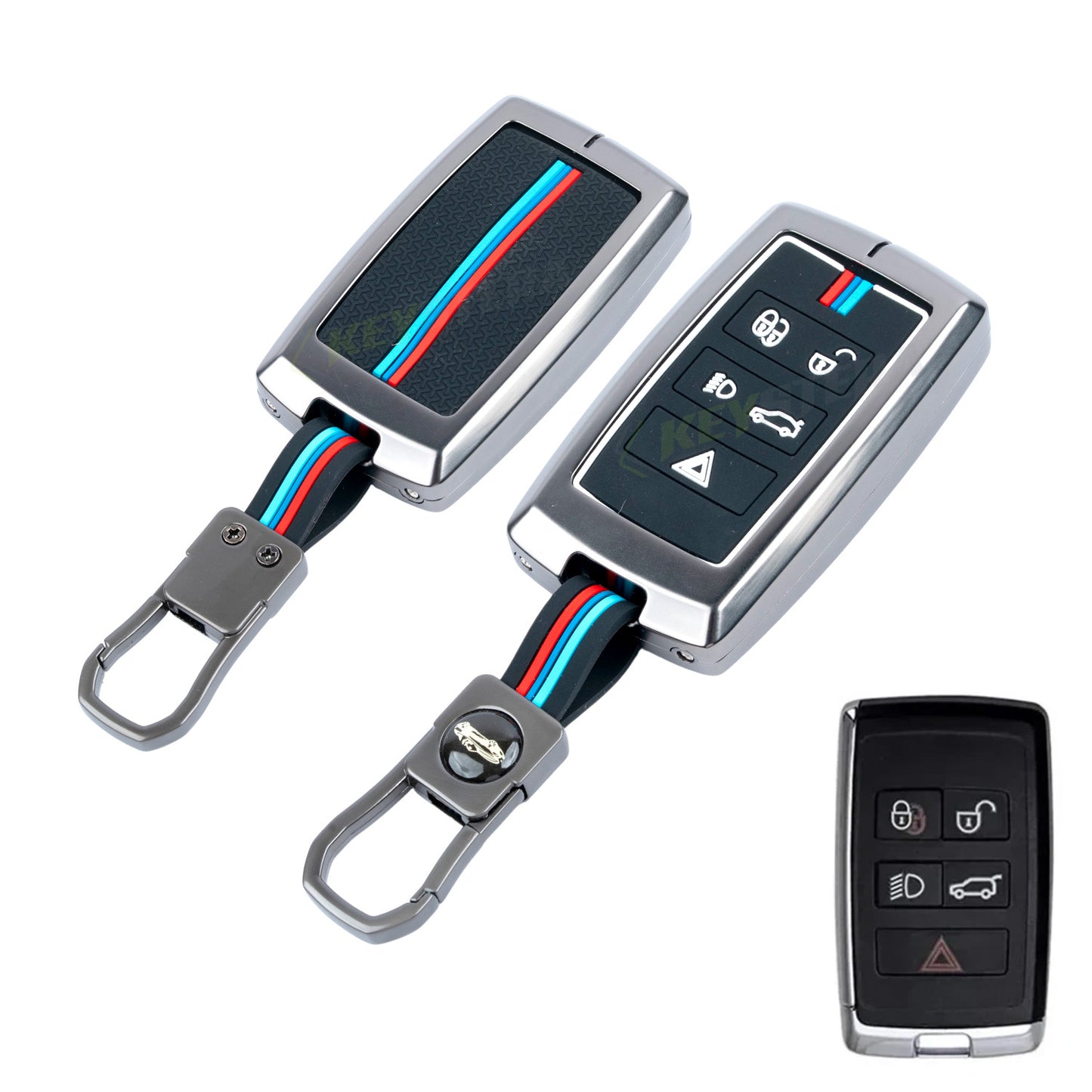 metal silicon Car Key Cover Compatible For Land Rover | Range Rover | Jaguar 5 Button Smart Key