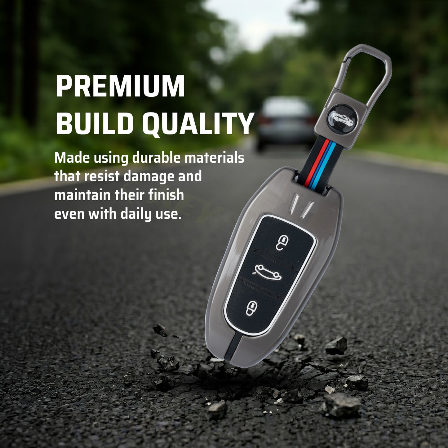 Metal Silicone Car Key Cover Compatible For Citron C3 | Aircross X | Basalt X Smart Key