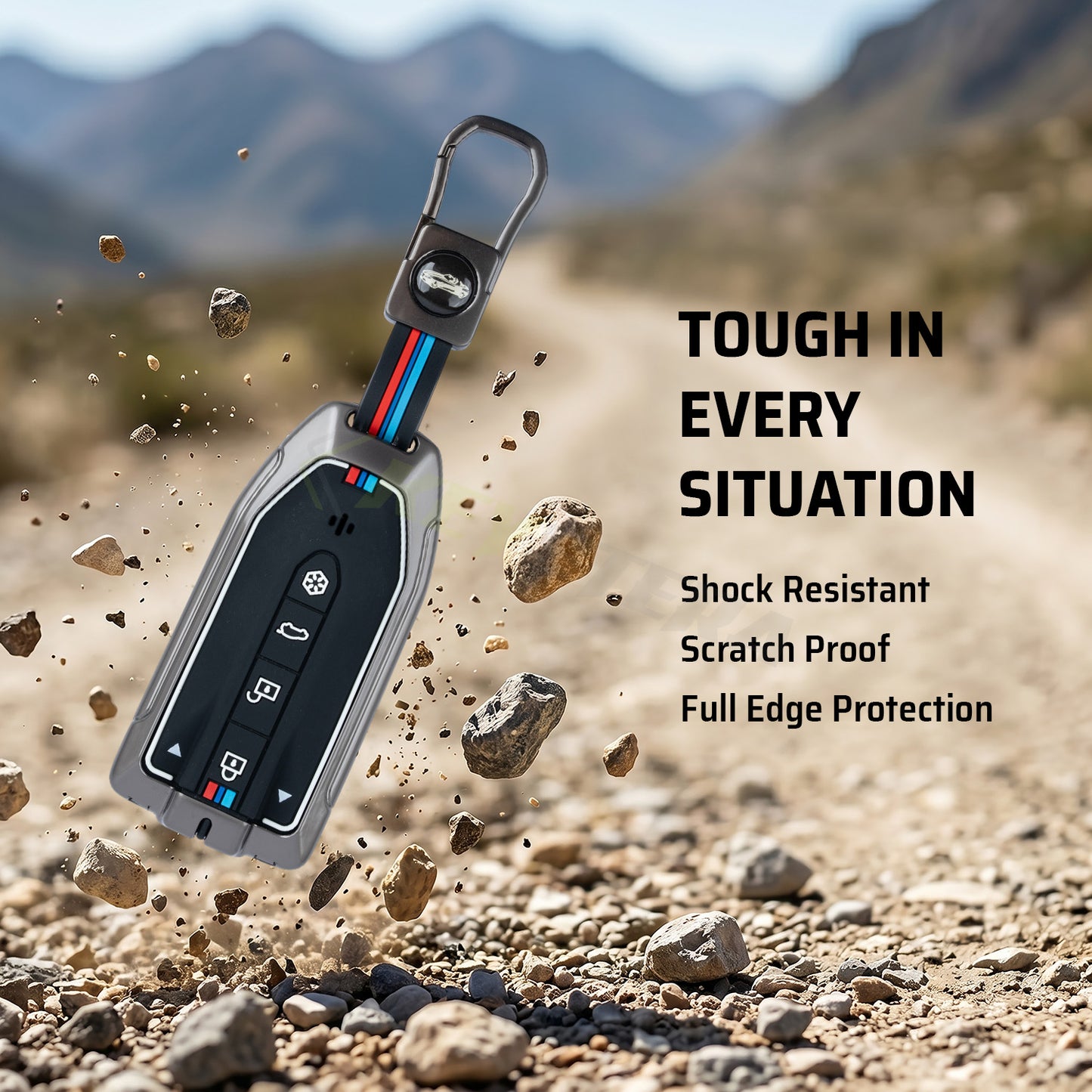 Metal Silicone Key Cover with keychain Compatible For Mahindra XEV 9e, BE 6e & 7XO (6 Button)