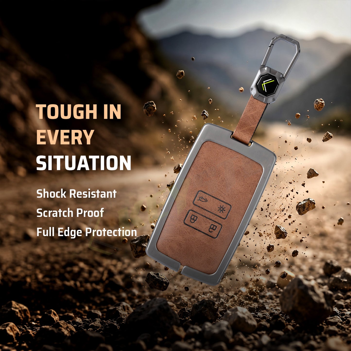 Metal Silicone Key Cover Compatible For Renault Triber | Kiger | New Kwid Smart Key