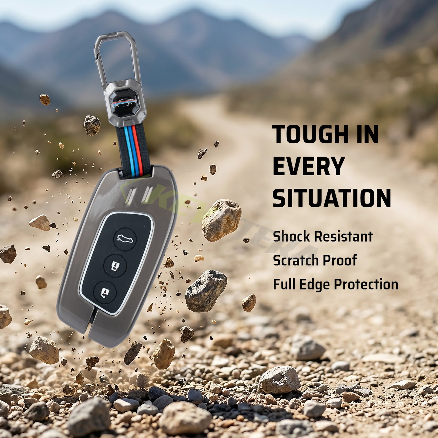 Metal Silicone Key Cover Compatible for MG Hector | MG Windsor | MG Astor | MG Gloster 3 Button smart key)