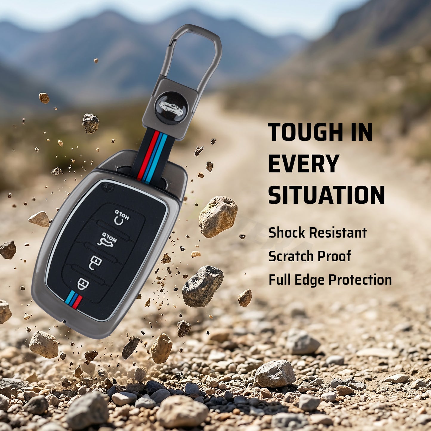 Metal Silicone Key Cover Compatible For Hyundai New Creta SX | New Venue SX Smart Key (4 Button Smart Key)