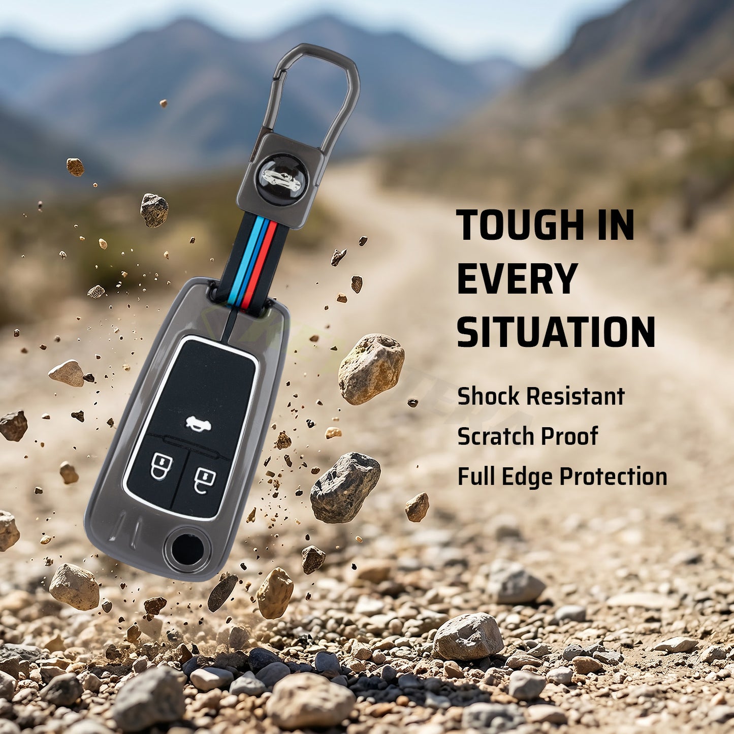 metal silicon Car Key Cover Compatible For Chevrolet Cruze | Chevrolet Beat | Avio | Spark Flip Key
