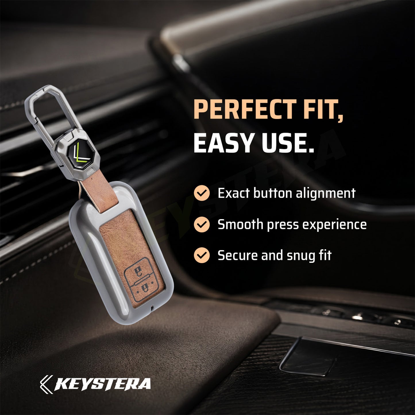 Metal Leather Key Cover Compatible For Suzuki : Swift, Dzire, Baleno, Ertiga, Vitara, Brezza, Fronx, Jimny XL6, & Toyota: Glanza, Urban Cruiser Hyryder