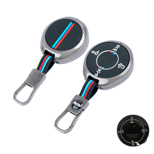 Metal Silicone Car Key Cover Compatible For TATA Harrier EV 4 button Smart Key.
