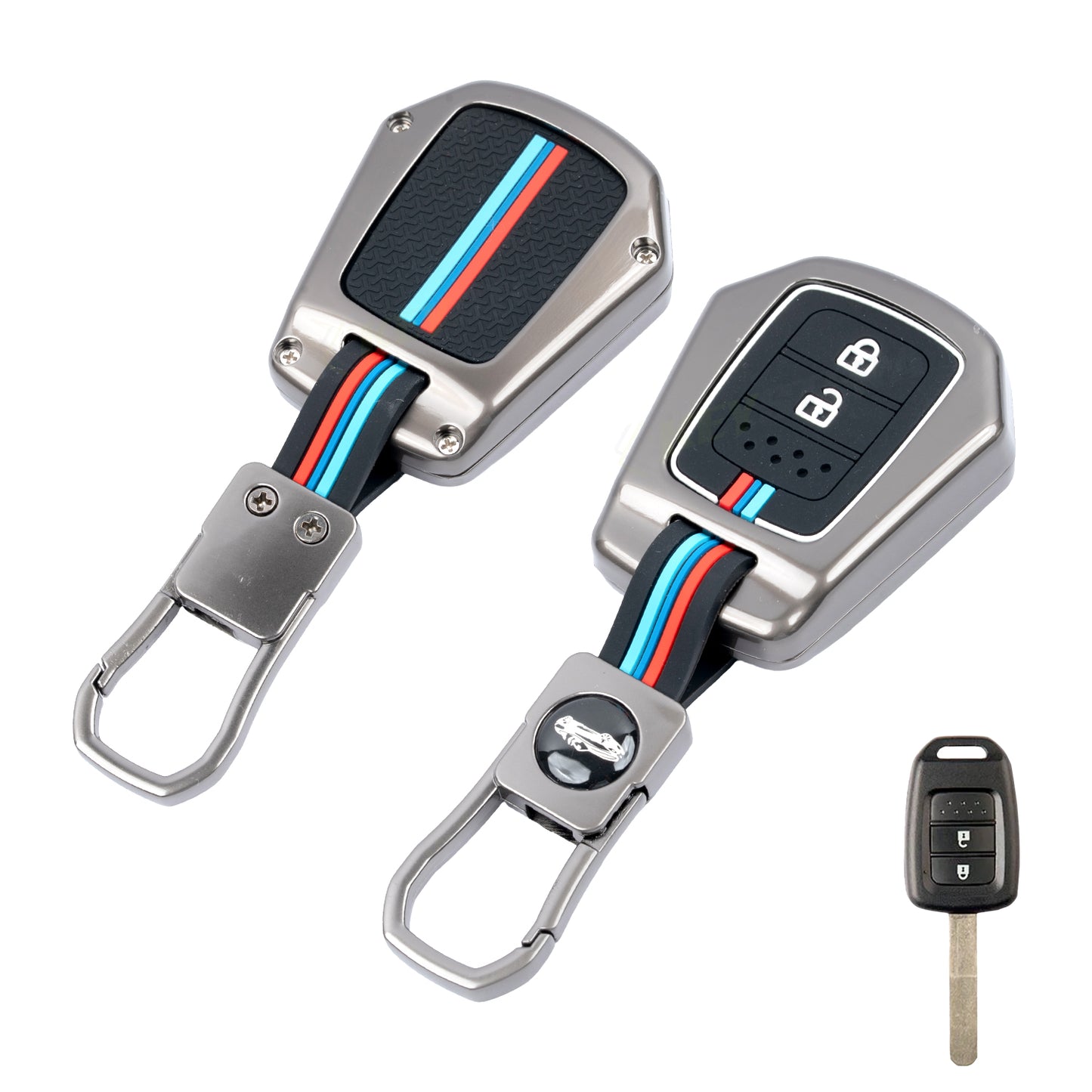 metal silicon Car Key Cover Compatible For Honda WR-V | City | Jazz | Amaze 2014+ Models