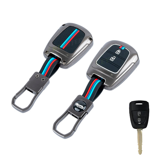 Metal Silicone Key Cover Compatible for Hyundai Grand i10 | Santro (2 Button Key)