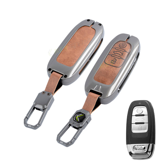Keystera Metal Car Key Cover Compatible For AUDI A3 | A4 | A5 | Q3 | Q5 | Q7 | Q8 (3 Button Smart Key)
