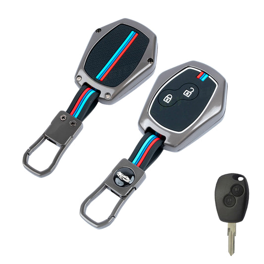 Metal Silicone Key Cover Compatible for Renault Duster | Nissan Terrano 2 Button Key