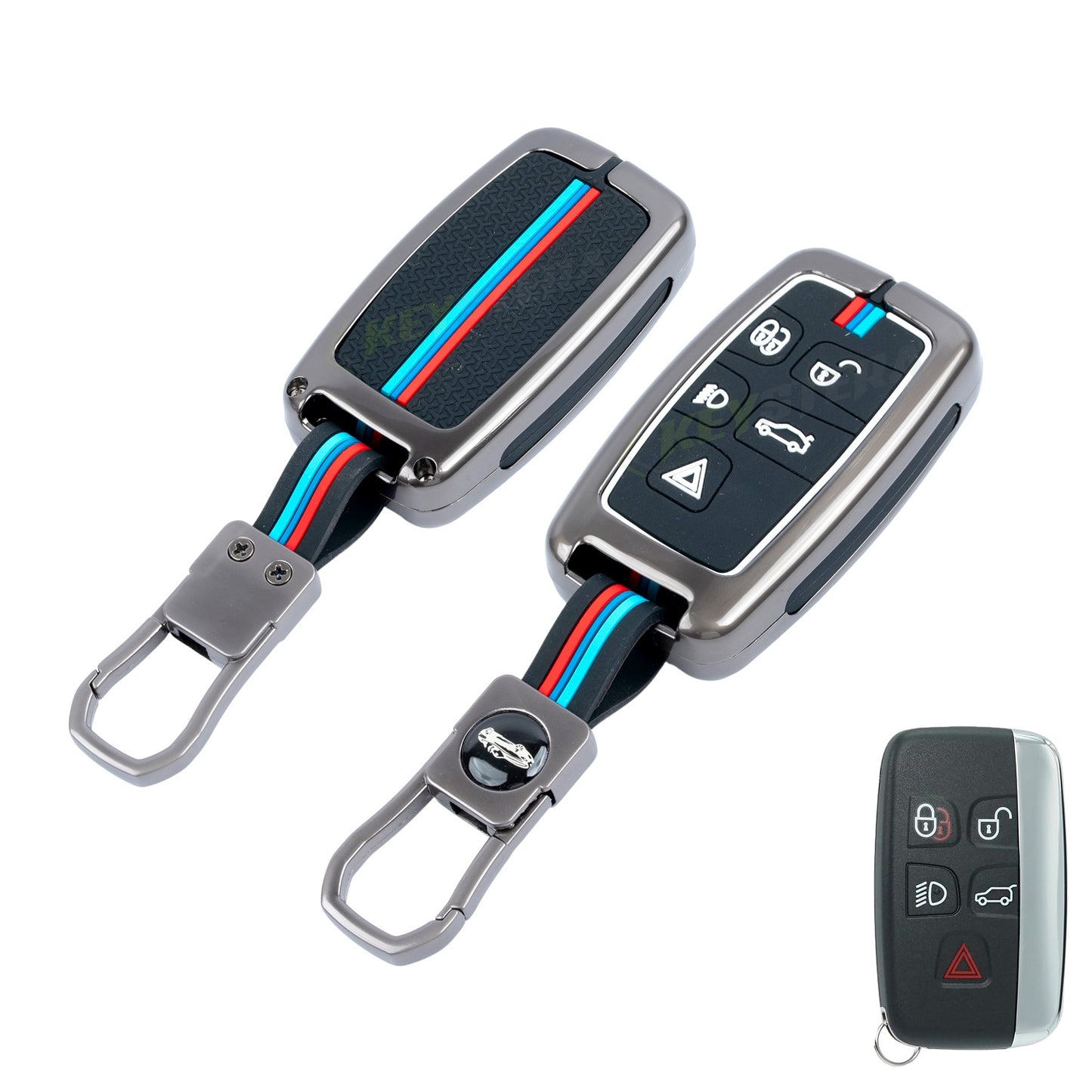 metal silicon Car Key Cover Compatible For Land Rover | Range Rover | Jaguar 5 Button Smart Key