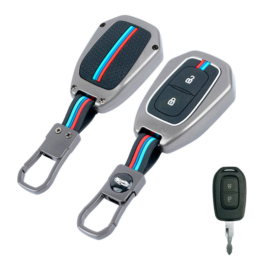 Metal Silicone Key Cover Compatible for Renault Triber | Kwid | Duster | Datsun redi-GO Flip type Key