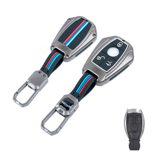 Metal Silicone Car Key Cover Compatible For Mercedes Benz : GL Series | S - Class | C - Class | M - Class | 3 Button Smart Key