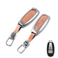 Metal Leather Brown Car Key Cover Compatible For  Suzuki: Baleno, Ciaz, Ignis, S-Cross, Grand Vitara, Brezza & Toyota Urban Cruiser (3 Button smart key)