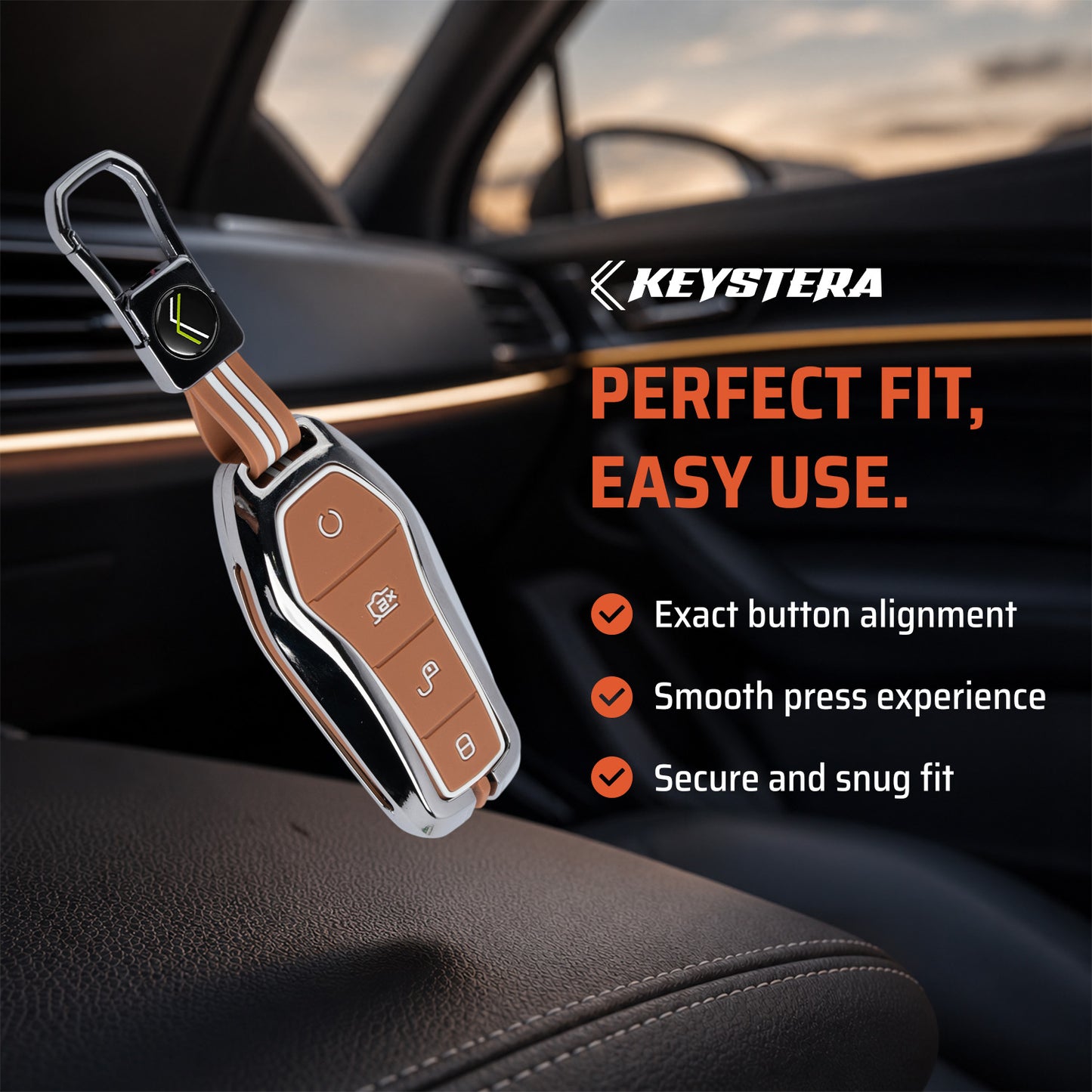 Metal Key Cover With Key Chain Compatible With Byd Atto 3 Car