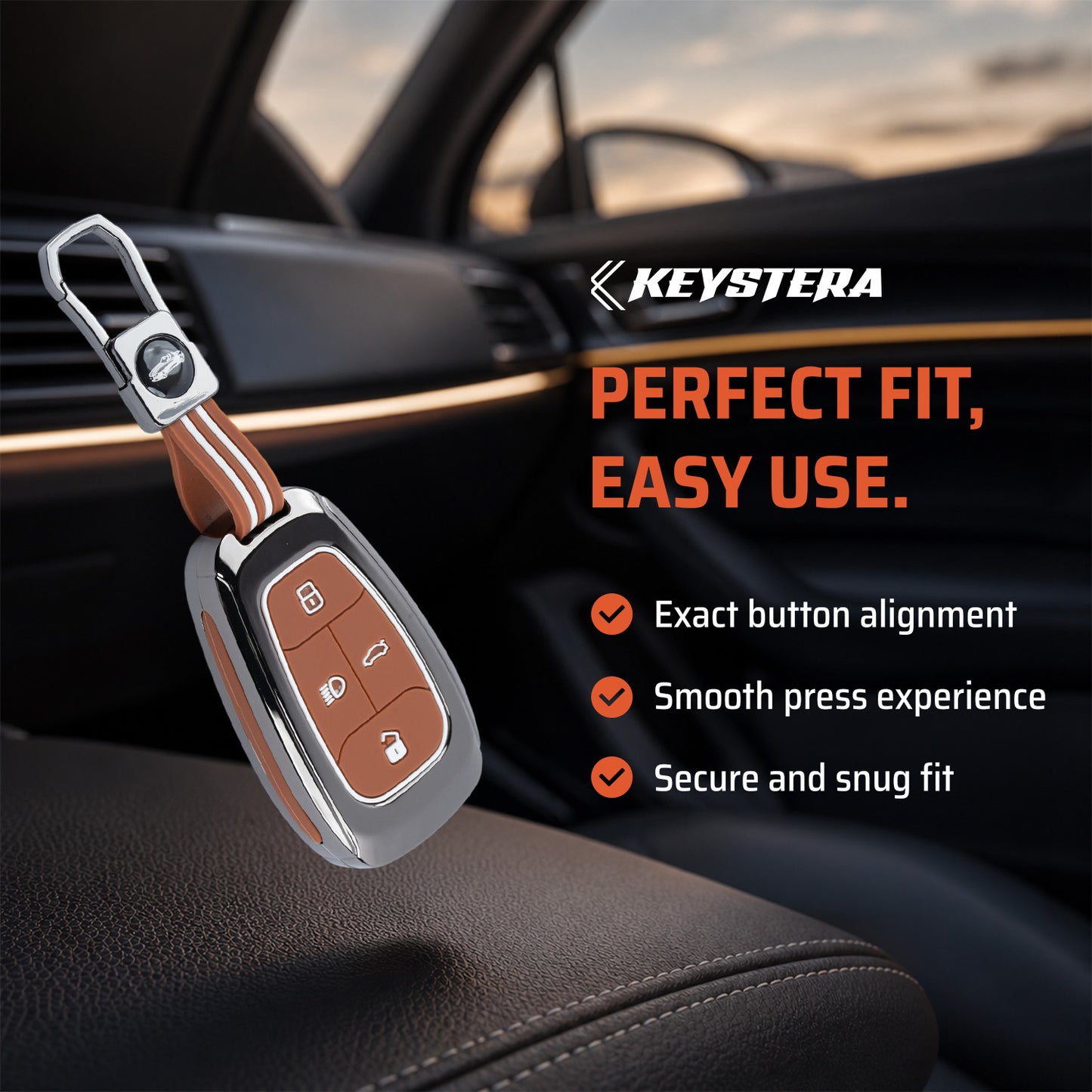 Metal Key Cover Compatible For Tata: Nexon, Harrier,Tiago, Tigor BS6, Tigor EV, Safari 2021, Altroz, Safari Gold, Gravitas, Punch (4 button smart key)