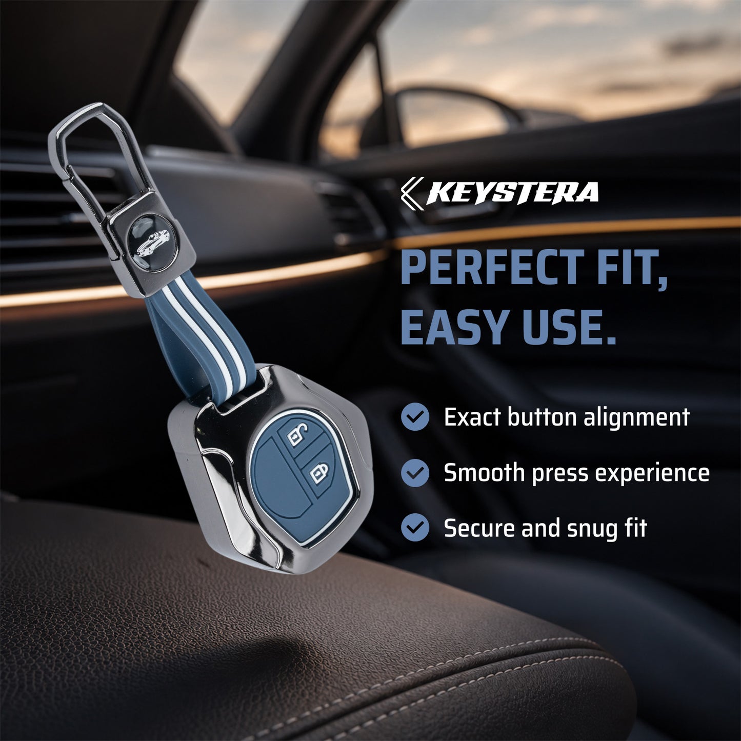 Metal Key Cover Compatible For Suzuki: Swift, Dzire, WagonR, Brezza, Grand Vitara, Fronx, Jimny, XL6, Ignis, Ertiga, Baleno,Celerio,Ciaz